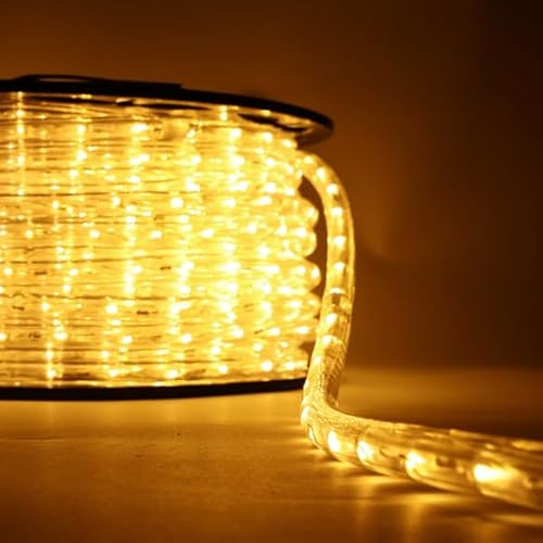 Professionelle LED-Lichtschlauch, 50 m, zuschneidbar, sofort einsatzbereit, mit Zubehör IP67 für den Innen- und Außenbereich (gelb)