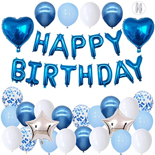 Geburtstagsdeko Blau Weiß Junge Happy Birthday Girlande Geburtstag Deko Mann Partydeko