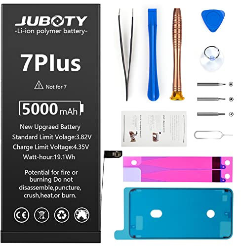 [5000mAh] Battery for iPhone 7Plus, JUBOTY New Upgraded Li-Polymer Higher Capacity 0 Cycle Battery Replacement for iPhone 7Plus Model A1661 A1784 A1785 with Complete Professional Repair Tool Kit