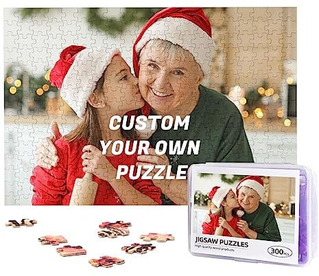 Personalised Jigsaw Puzzle from Photo Custom Picture Wooden Puzzles 300/500/1000 Pieces for Adult Kids Teens with Plastic Storage Box (Horizontal 300PCS)