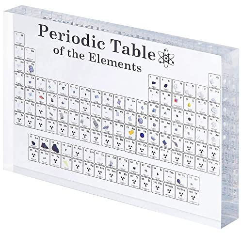 VKTY Periodensystem mit echten Elementen innen, 6 x 4,5 Acryl Periodensystem der chemischen Elemente, 3D Periodensystem der Elemente, Chemiegeschenke für Kinder und Erwachsene