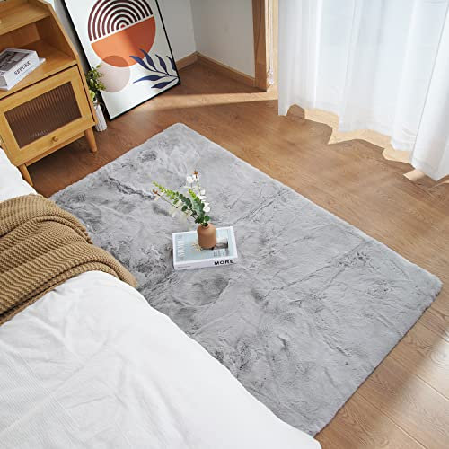 Ghouse Teppich Rechteck 120x180 cm Grau Flauschig Weich Wohnzimmer Schlafzimmer Dekoration rutschfest Kurzflor Teppich Waschbarer Carpet
