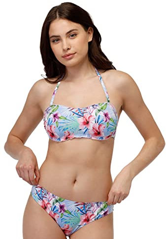 LOVABLE Soutien-Gorge Bandeau avec Rembourrage Amovible Colorful Printed Micro Bikini Deux pièces, Fleurs Tropicales, 34 / C Femme