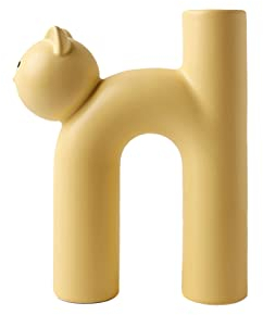 Nordische Keramikvase für Blumen, niedliche röhrenförmige Vasen in Katzenform, U-Form, getrocknete Blumenvase, moderne Keramik, minimalistische nordische Boho-Vase für Tafelaufsatz, Heimdekoration