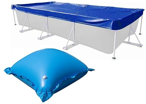EVOLUTION Abdeckplane mit 10 Luftkissen Set Rechteck 600x300cm Blau Übermaß Pool Winter