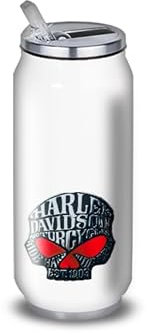 Trinkflasche aus Aluminium – Edelstahl (Thermoskanne 24 Stunden), wiederverwendbar, 330 ml bis 750 ml, Hommage, kompatibel mit moto Harley Davidson (Edelstahl, Dose M 500 ml)
