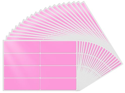 YIKIADA Rosa Etiketten 75 × 25 mm Rechteckige Blanko Aufkleber 160 Stück | Selbstklebende Klebeetiketten, Wasserfest, Kratzfest, Rückstandslos Ablösbar, Auf Bögen, für Namen, Ordner und Gewürzgläser