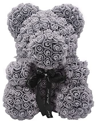 Ours en Rose Éternelle - Fleurs Artificielles avec Bouquet De Roses - Cadeau Saint Valentin pour Femmes, Petite Amie, Fille
