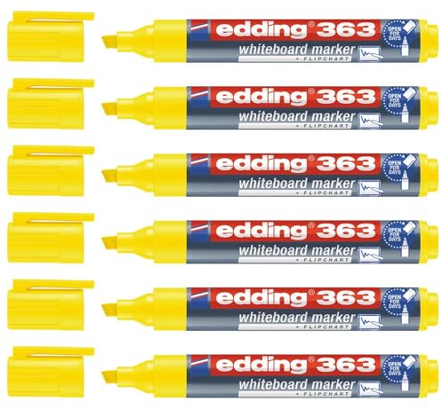 Edding 6 Marker für Whiteboards 363, Gelb, Keilspitze, 1 – 5 mm