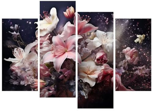 5D DIY Diamond Art Painting Kits, 4 Pack Flower Diamond Painting Kits for Adults, DIY Full Drill Cross Stitch Rhinestone Crystal Art Embroidery Kit, Diamond Painting Orchid Home Decor 160x107cm I-2