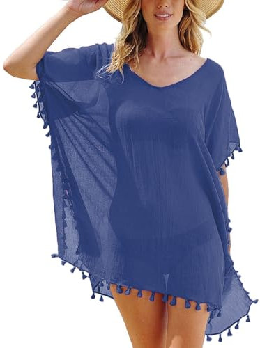 Swimsuit Cover Ups for Women,Beach Dress Bikini Cover Ups for Women Chiffon Swimwear Bikini Swimsuit Beach Cover Ups (Navy)