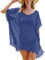 Cache Maillot de Bain Femme Robe de Plage Mousseline Sarongs en Été Plage Couvrir Sexy V-Cou Bikini Cover Up Bohème Beachwear (Bleu marine)