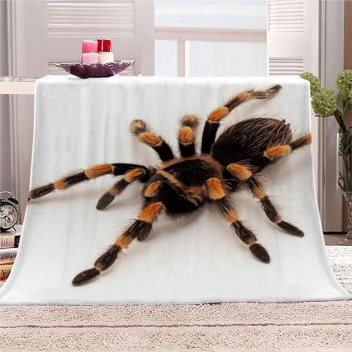 okoikfc Coperta Pile 130 x 150 cm Ragno Coperta 3D Ragno Coperte per Bambini/Singolo, Plaid Pile in Flanella Morbida Caldo per Letto e Divano M489