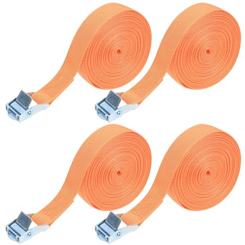 4 Pièces Sangles d'arrimage à Cliquet, Sangles de Tension, Sangles de Retenue Réglables avec Boucle pour Fixation Moto/Voiture/Porte Vélo/Bagag-5 m