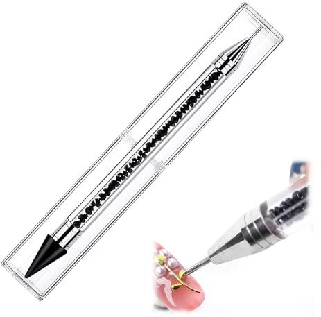 PZJFH Black Rhinestone Picker Pen With Transparent Box,Diamond Art Pen,Dual-ended Wax Pencil Rhinestone Applicator for DIY Crafts Painting Cross-Stitch Nail Art Gem Pick Up Tool