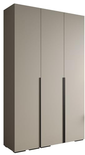 MEBLE KRYSPOL Inova 1 Moderner Schrank mit Regalen und Stange - Aufbewahrungsschrank für Schlafzimmer, Wohnzimmer - 236,7x150x47 cm - KGoldpusfarbe Kaschmir - Frontfarbe Kaschmir - Grifffarbe Schwarz