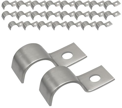 XQMMGO 25 Stück 20mm Rohrschellen, Edelstahl 304 Befestigungsschelle U-förmige Rohrschellen, Kabelschellen, Bügelschelle, Unterputz Installation (Ø 20 mm)