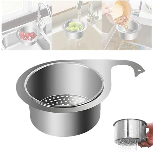 Sovtay Passoire de Cuisine en INOX,Panier à Filtre en Acier Inoxydable en Forme de Cygne pour Évier, Passoire d'angle pour Fruits Et Légumes (Klein)