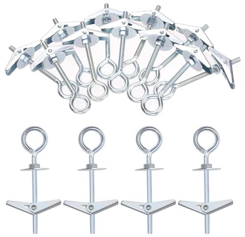 GLARKS Set di 15 bulloni a occhiello M6 a forma di O, per cartongesso, bulloni a levetta, ancore a farfalla, bulloni ad ala a molla per soffitto, cartongesso, parete cava