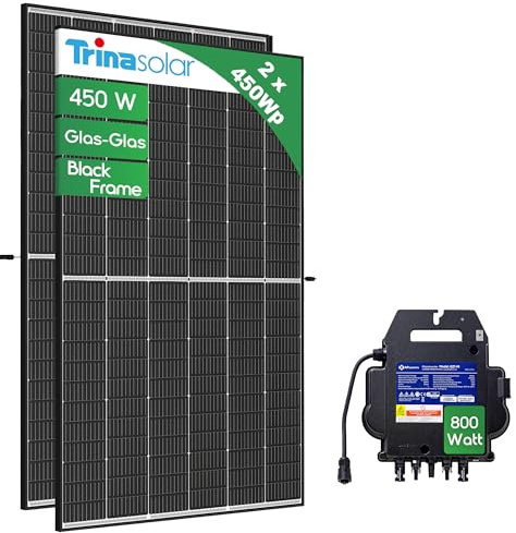 800W Balkonkraftwerk mit Trina Vertex S+ 445W Panels und APSystems EZ1-M Wechselrichter (ohne Schukokabel), inkl. WIFI und App- Steuerung Mini Solaranlage
