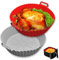 Echehi Paquet de 2 Moule Silicone Air Fryer, 22cm Plat Silicone Air Fryer Sont Réutilisables. Accessoires Air Fryer pour COSORI, Ninja, Tower. Gris Rouge