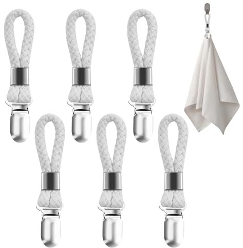 DONOONIS 6 Pièces Pince Torchon, Pince à Serviette,Accroche Torchon,Crochet Torchon Cuisine,Solides Accroche Torchon Cuisine pour des Armoires Cuisine et Salle de Bain à la Maison,Clips Porte-Torchon