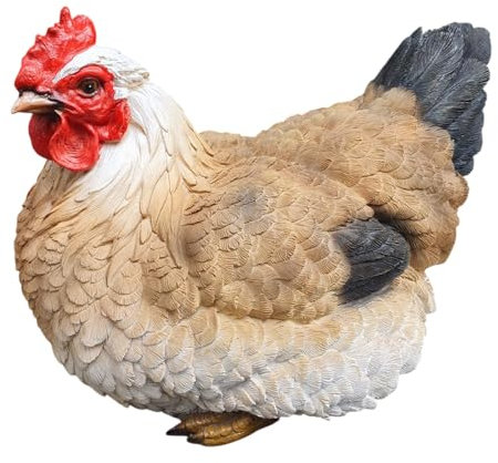 Aspinaworld Gartenfigur sitzende braune Huhn Figur 21 cm, Figur für den Garten, wetterfeste Deko, Bauernhof Deko
