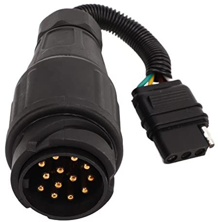 Adaptateur de la Bougie de Conversion de Remorque, Adaptateur de Bougie de Remorque EU 13 Way Round to Us 4 Way Flat Converter pour RV, Pratique, Stable, S'entreprise Facilement