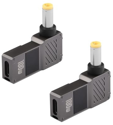 GINTOOYUN 2PCS USB C auf Laptop Ladeadapter Weibliche Typ C auf Stecker DC 5.5 x 2.5mm Fass 20V USB Typ C Eingang auf DC5525 Power Converter bis 100W (DC5525)