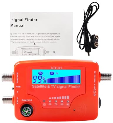 Appareil Reglage Antenne TNT, Détecteur de signal satellite et TV 2 en 1, mesureur de force de signal d'antenne TV portable, mesureur de recherche de signal avec boussole, alarme et buzzer