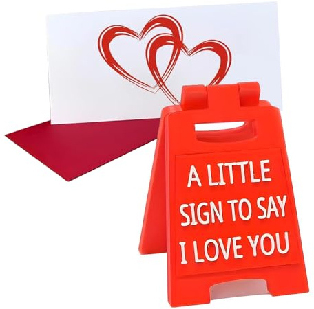 Mini-Schild mit Aufschrift I Love You, mit Umschlagkarte, Velenti, Valentinstagsgeschenk, romantisches I Love You-Schild, lustiges Valentinstagsgeschenk für den Freund, Rot