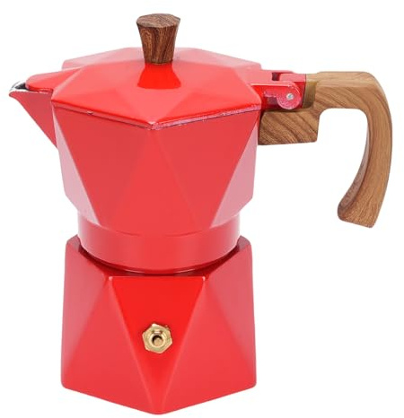 Fockety Espressokocher für den Herd, klassische Mokkakanne für 2 Tassen, kubanische und italienische Kaffeemaschine, Greca-Kaffeemaschine für Induktions-, Elektro- und Gasherde (Rot)