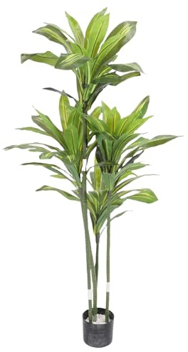 Zerodis Künstlicher Dracaena -Baum, Künstlich Gefälschte Hohe Fußbodenpflanze für Innenräume Wohnzimmer Wohnzimmer Hauswarmingdekoration (150cm)