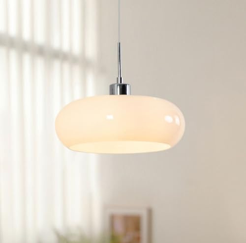 SSNCcNC Weiß, Nordic Glas Pendelleuchte Französischer Stil Modern Esszimmerlampe Vintage Schlafzimmer Nachttisch Hängeleuchte Kreatives Design E27 Wohnzimmer 28CM