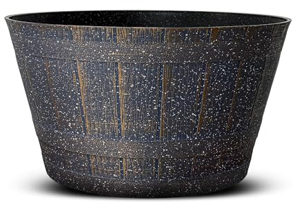 G Traders 40cm Large Round Barrel Tub Planter, Indoor Planter With Drainage Holes, Outdoor Garden Plant Pot Flower Pots Planters Patio Perfect For Growing Herbs, Flowers, Vegetables Barrel Planters