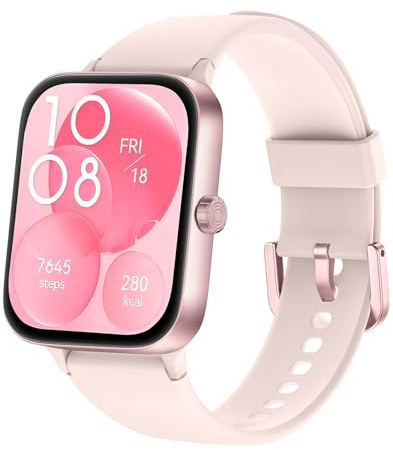 KIUVKAS Montre Connectée Femme avec Appel Bluetooth, 1,95 Smartwatch Fitness Tracker avec Sommeil Cardiofréquencemètre, 140+ Modes Sportifs, IP68 Étanche pour Android iOS Rose Cadeau Saint Valentin