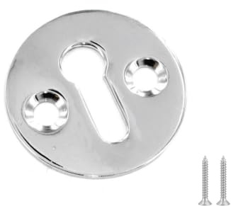 35mm Polished Chrome Victorian Open Keyhole Escutcheon with Screws | 35mm polished chrome open escutcheon with screws for compatible interior and exterior door keyholes.