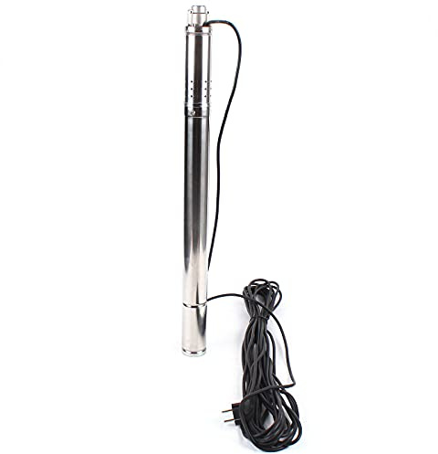 PBTERDTF Tiefbrunnenpumpe 0,37 kW 220 V Tauch Brunnenpumpe Edestahl Rohrpumpe 35 m Maximale Wassertiefe 1000l/h Förderleistung mit 15 m Stromkabel für industrielle Bewässerung und den Heimgebrauch