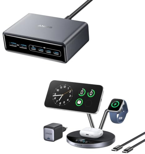 Anker 200W USB C Ladegerät & Anker Prime MagSafe-kompatibles 3-in-1 Ladegerät (Bündel)