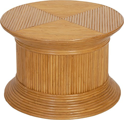 Korb-Outlet Runde Blumensäule, Pflanzenständer aus echtem Rattan/Blumenhocker Ø60x40cm (Honig)