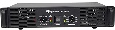 Rockville RPA5 400w RMS 2 Channel Power Amplifier, Stereo/Bridgeable, Built-in Crossover, Lightweight, for DJs and Live Sound