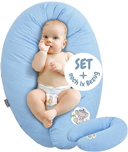 sei Design Stillkissen Set 170x30 EPS-Mikroperlen Füllung + 1X extra Baumwollbezug, Schwangerschaftskissen Seitenschläferkissen Komfortkissen Erwachsene, Baby-Nestchen Baby ergonomisch