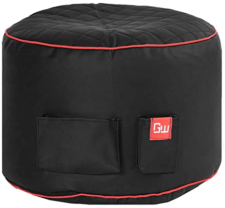 GAMEWAREZ Crimson Hurricane 2.0 Station Hocker – Gaming-Hocker zum Zocken, praktische Seitentasche zur Aufbewahrung, robust und reißfest, Made in Germany, schwarz-rot