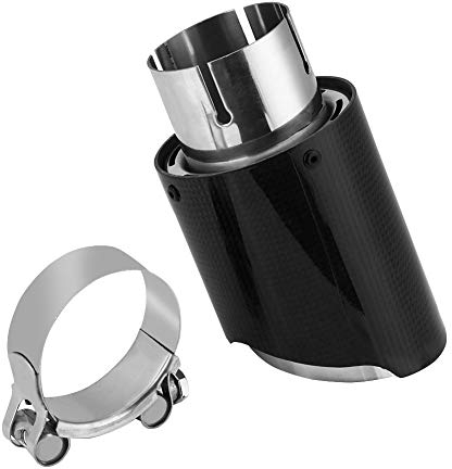 Keenso Auspuffblenden Auto Auspuff Kohlefaser Endstück Rohr glatt 60mm-63mm Universal Auto Auspuff Schalldämpfer Rohr Endspitze