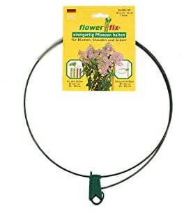 flowerfix 10er Set Pflanzenhalter Staudenhalter | individuell verstellbar | robust und witterungsbeständig | perfekt für Stauden, Sträucher, Blumen und Gräser | M von Ø25-45cm |