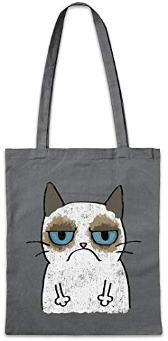 Urban Backwoods Grumpy Cat II Hipster Bag Beutel Stofftasche Einkaufstasche