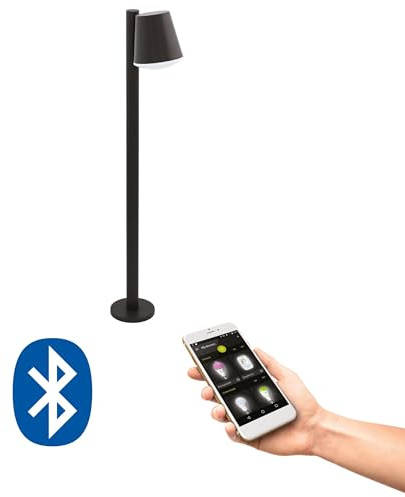 Eglo Smart Home LED Outdoor Floor Lamp Caldiero-C, Path Light, Outdoor Standing Lamp, Galvanised Steel in Anthracite, White Plastic, E27 Socket, IP44