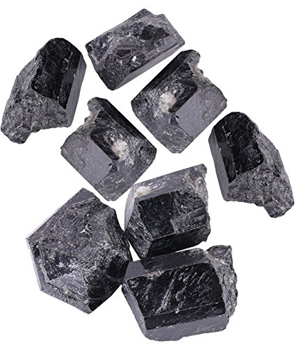 Jectse Natürlicher Turmalinstein, rauer Stein Natürlicher Turmalin, Heilstein zur Meditation, Schwarze Farbe, 5-7 cm, für Buddha, für Feng Shui, um Blumen und Gras zu züchten