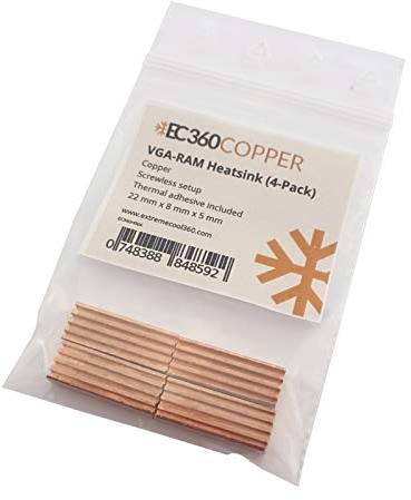 EC360® COPPER 4-Pack VGA-RAM Kupfer Kühler/Heatsink (22 x 8 x 5 mm)