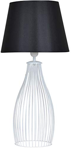 Light-Home Lampenschirm Tischlampe Modern - Elegante Nachttischlampe für Schlafzimmer Wohnzimmer - Tischleuchte E27 76x35 cm – Weiß und Schwarz